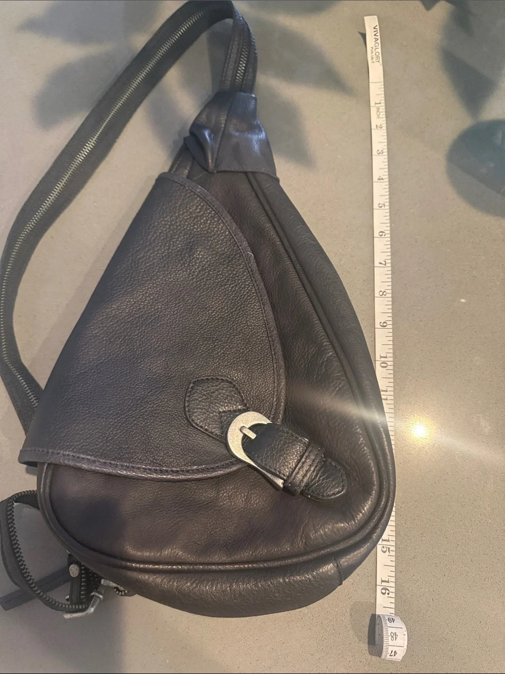Free People black Leather Sling Belt Bag with Buckle - Picture 2 of 9